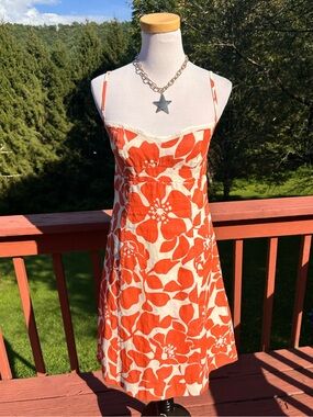 J. Crew Vintage Hibiscus Floral 100% Linen Mini Dress